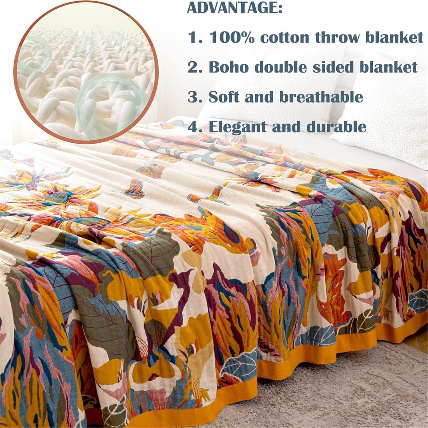 MSGKV Boho Throw Blanket King Size Warm Blanket for Couch and Sofa Blankets Cover for Living Room