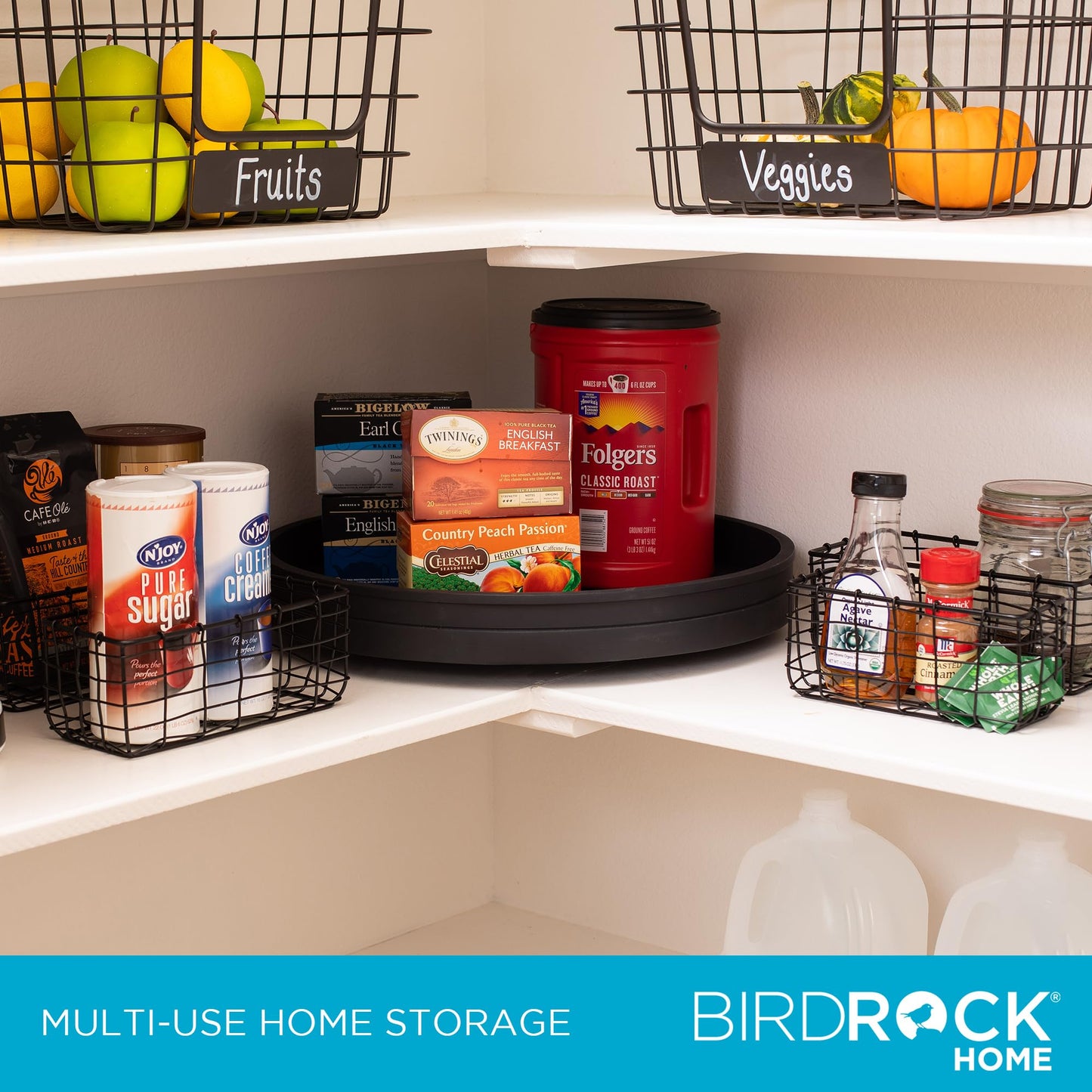 BIRDROCK HOME Wire Storage Basket Set - Iron Baskets for Organizing, Kitchen Pantry Shelves