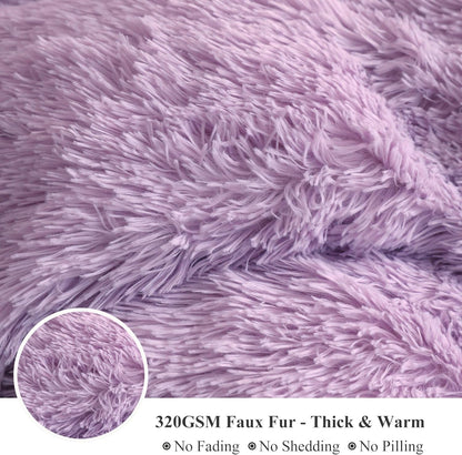 XeGe Luxury Faux Fur Bed Blanket, Soft 60x90 Lavender Fluffy Throw, Shaggy Plush Decorative Couch
