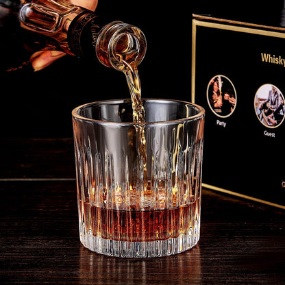 Whiskey Glasses Set of 4,Lead-Free Crystal Old Fashioned Glass,300ml Rocks Glass Tumblers for