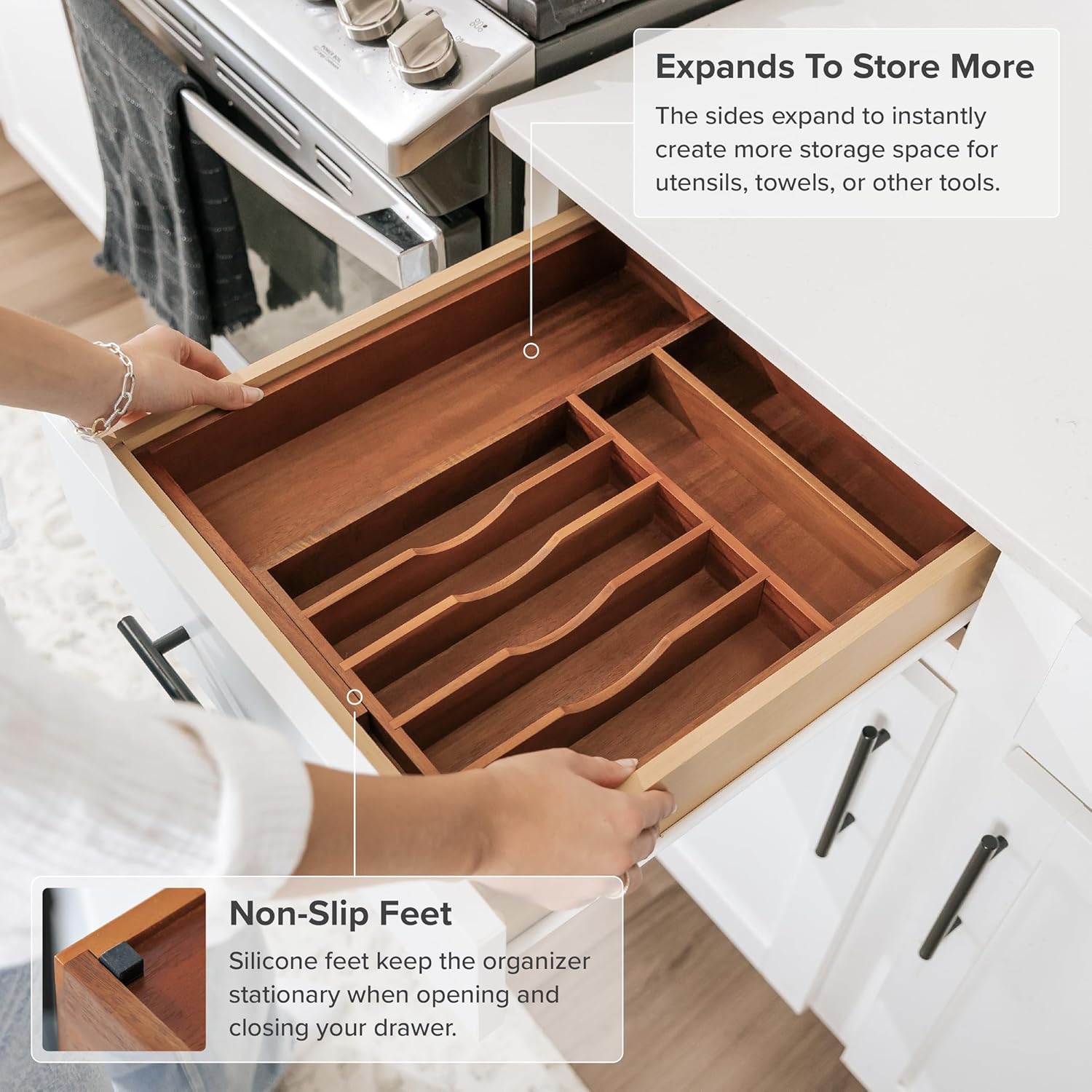 Premium Silverware, Flatware and Utensil Organizer for Kitchen Drawers, Food-Safe Contract Grade