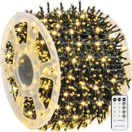 Dazzle Bright Outdoor Christmas String Lights, 1000 LED 328 FT Plug in Fairy Light with Remote