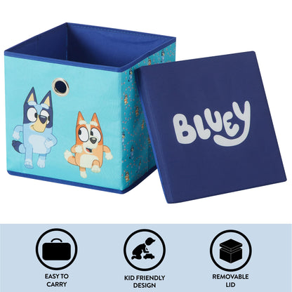 Idea Nuova Bluey Collapsible Fabric Storage Cube,10” Organizer Bin with Lid for Bedroom, Playroom