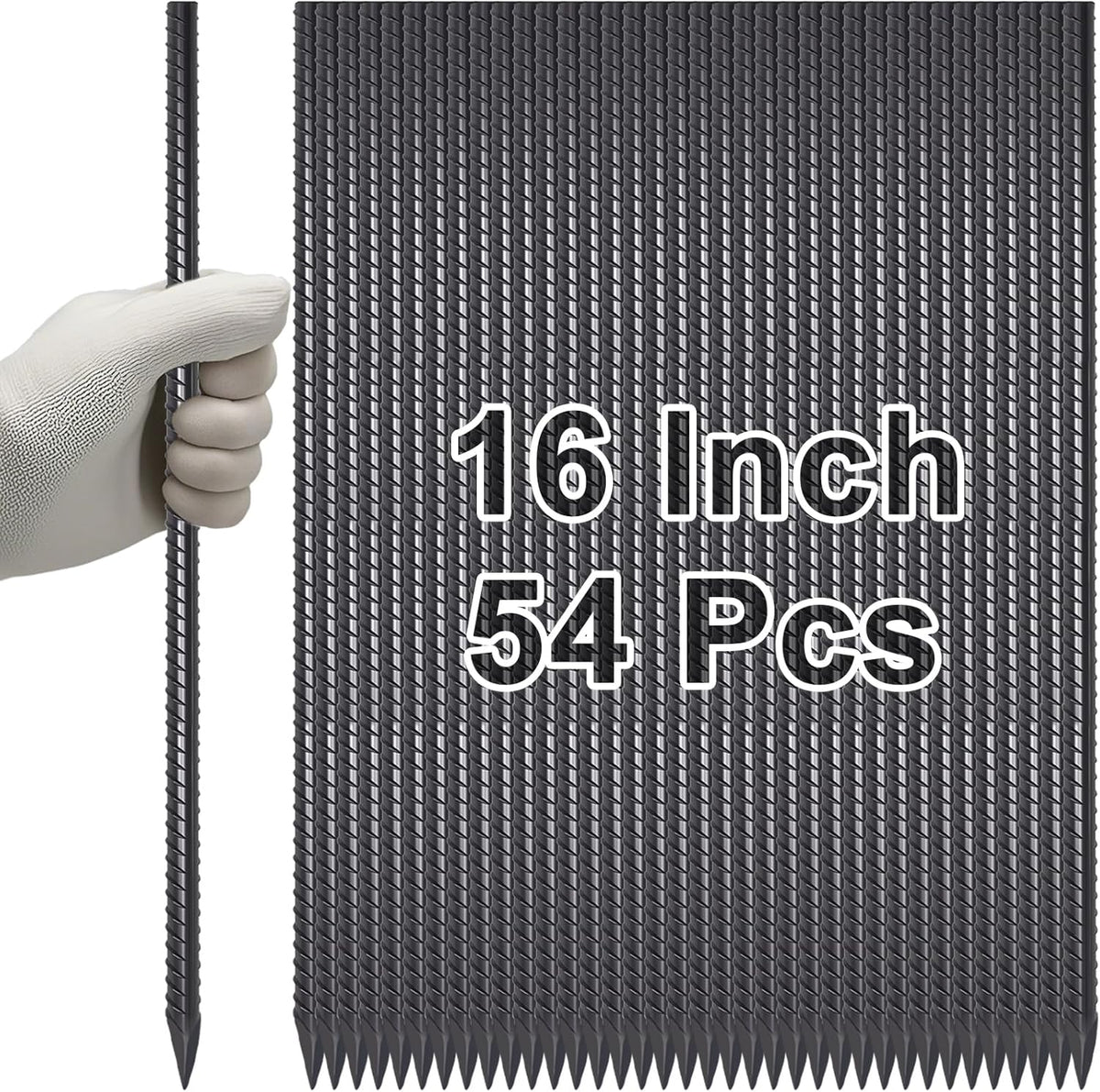 VVOKGO Rebar Stakes 16 Inches Ground Concrete Form Stakes (54pcs), Straight Metal Spikes Heavy Duty