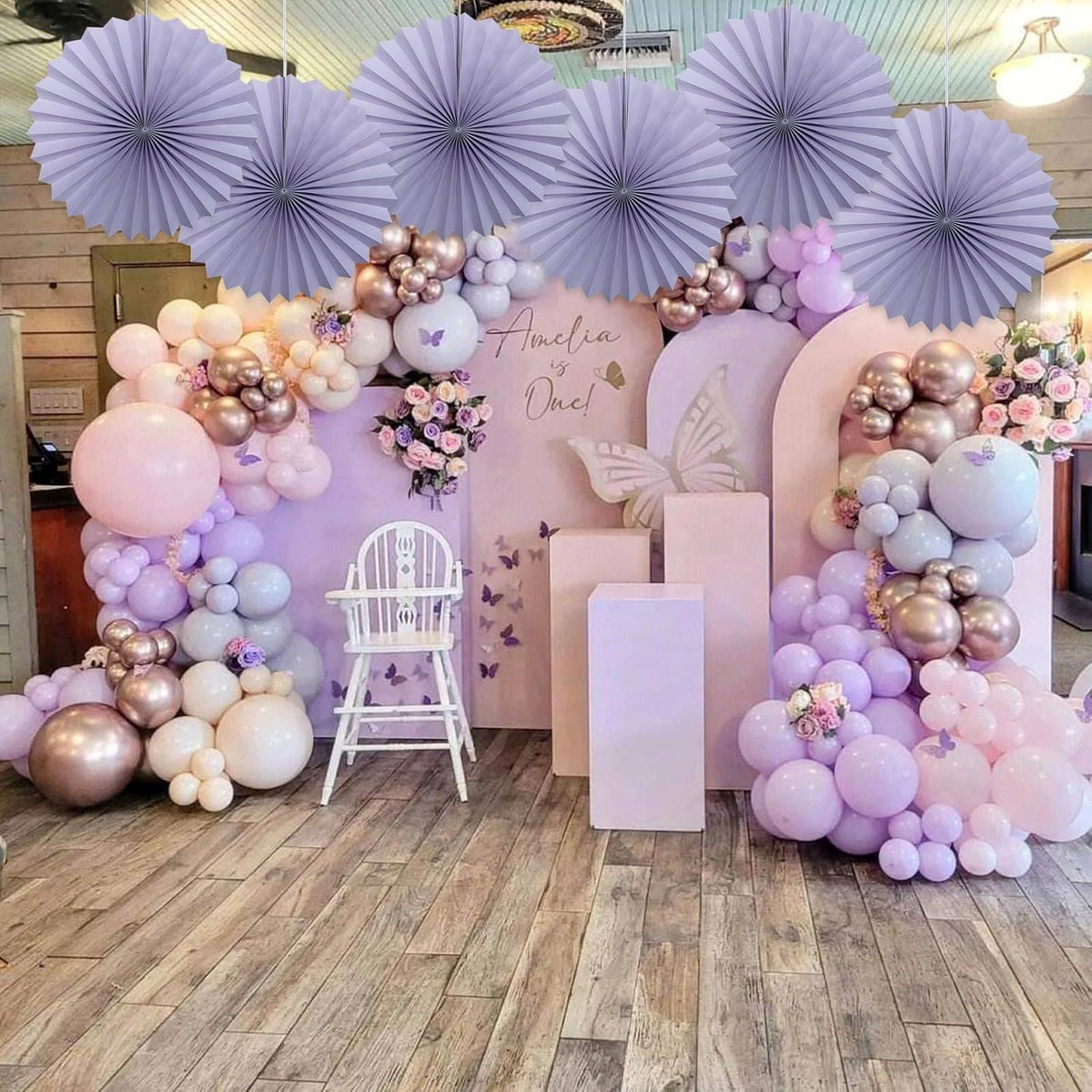 Purple Birthday Decorations,DIY Purple Paper Fans Hanging Decoration ,Party Decorations for Adults