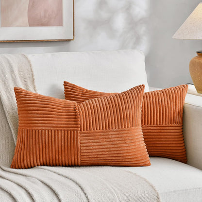 Fancy Homi 2 Packs Orange Long Lumbar Decorative Throw Pillow Covers 16x24 Inch for Couch Bed Sofa