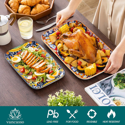 vancasso Serving Platters Set of 3, 16"/14"/12" Inch Rectangular Trays - Serving Platter Extra
