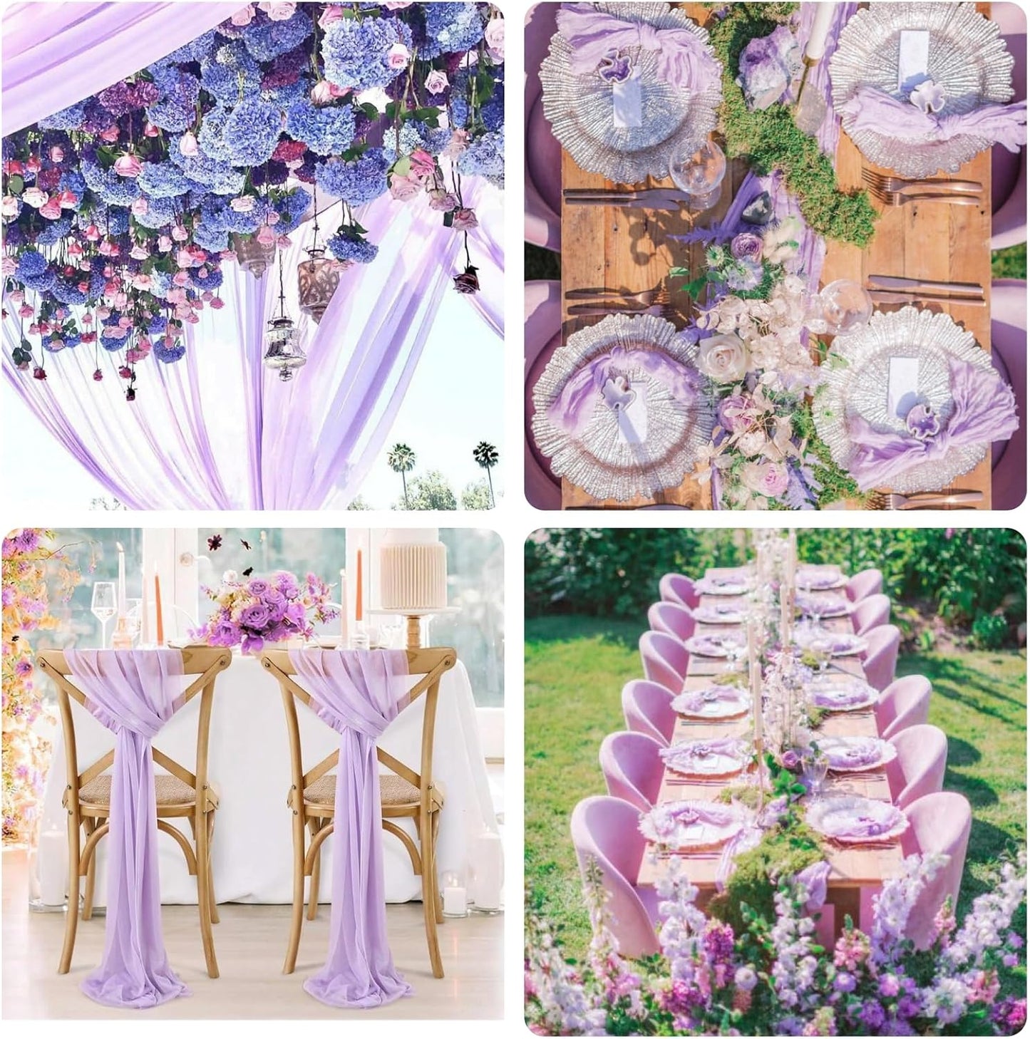 Sioloc 10 Pack Lilac Purple Lavender Cheesecloth Table Runner Fall Autumn Decor for Home 10ft Table