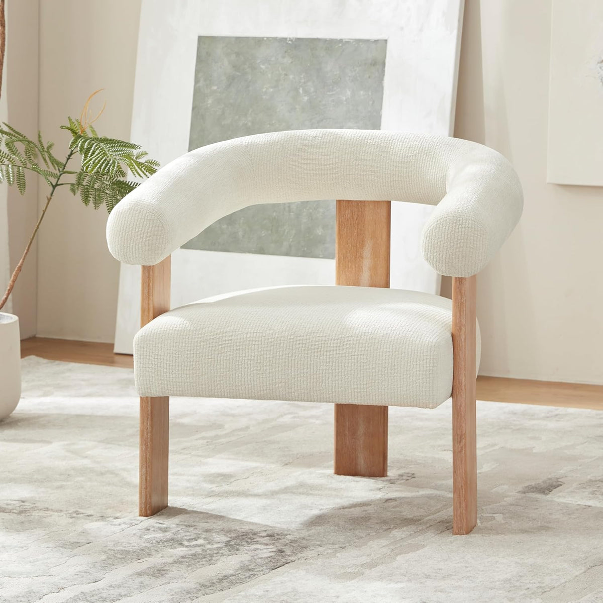 VKNOW Accent Chairs Set of 2, Modern Upholstered Living Room Chair Armchair with Solid Wood Legs