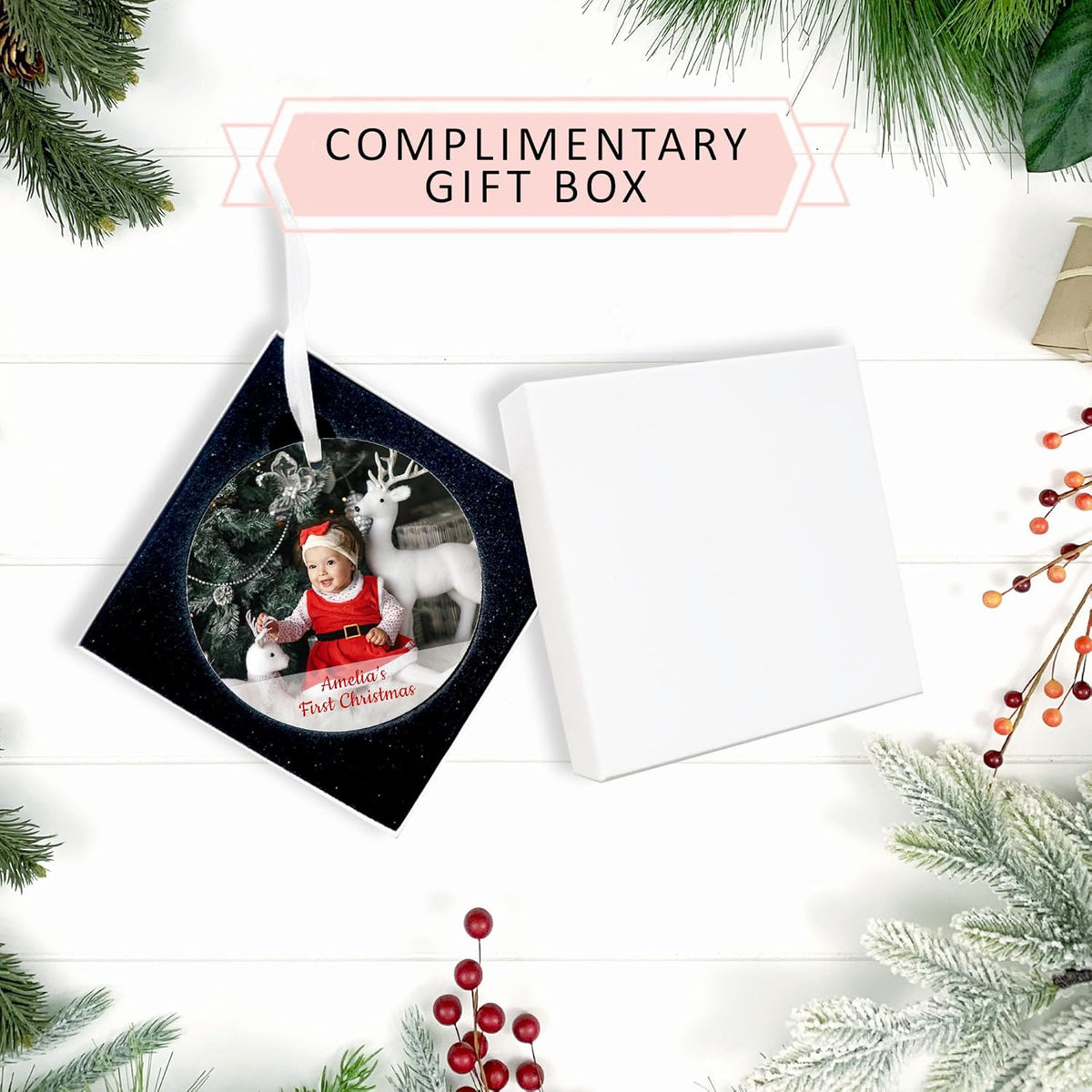 Custom Photo Christmas Ornament 2025 – Personalized Picture & Text Christmas Keepsake, Unique Gift