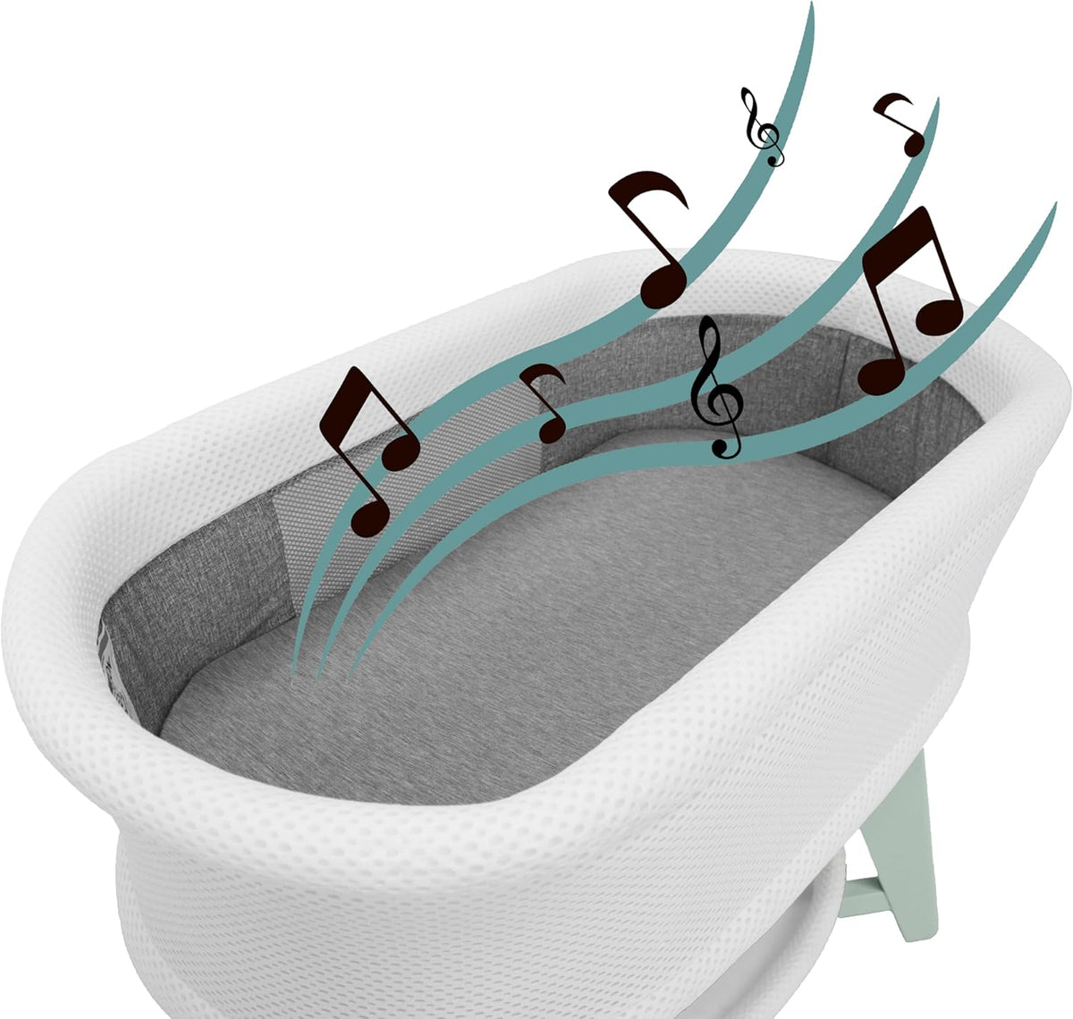 Evi Smart Baby Bassinet Beside Sleeper with Auto-Glide, Ambient Nightlight & Sensory Sounds