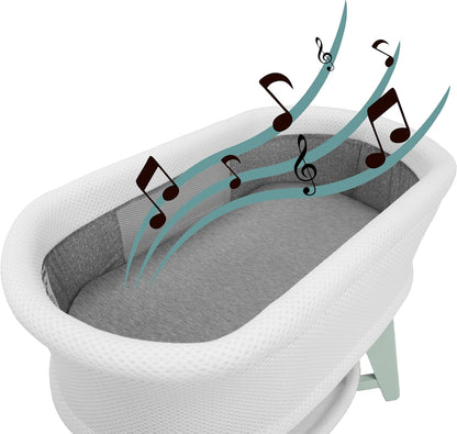 Evi Smart Baby Bassinet Beside Sleeper with Auto-Glide, Ambient Nightlight & Sensory Sounds