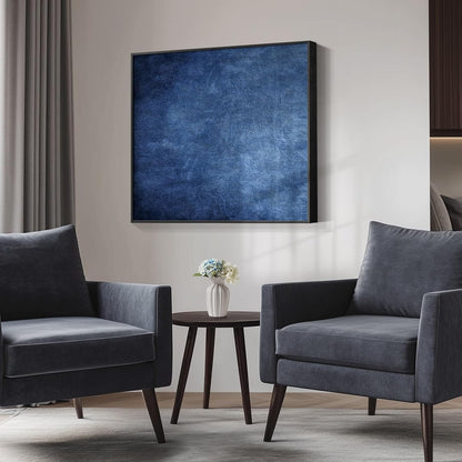 Large Framed Navy Blue Modern Abstract Wall Art for Living Room, Canvas Paintings Artwork for
