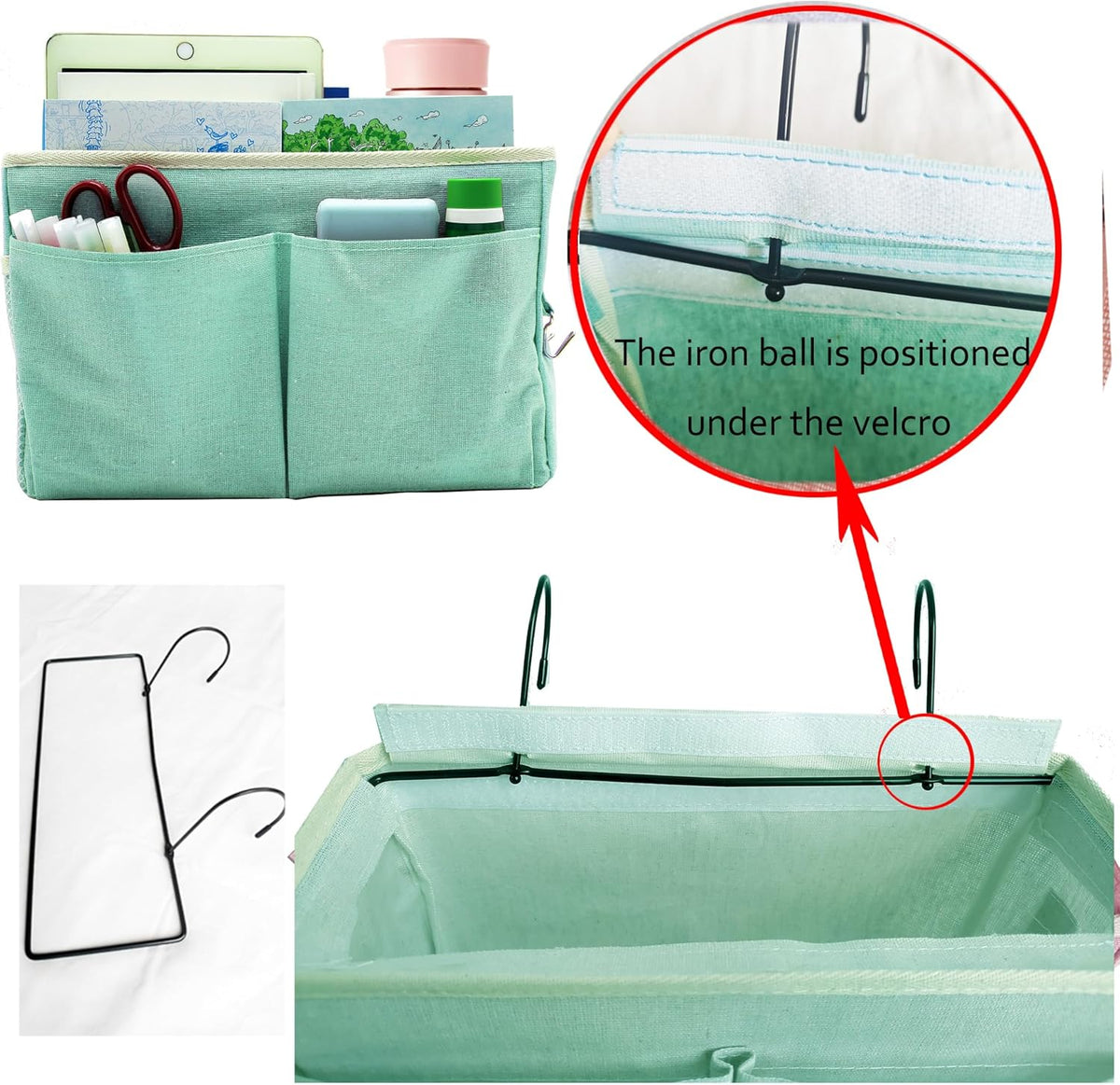 Bedside Caddy Bedside Hanging Storage Basket Multi-Function Organizer Caddy for Bunk and Hospital