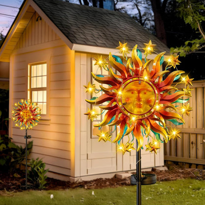 Solar Wind Spinner Metal Sun Decor, Wind Sculptures & Spinners 60.3 in Garden Kinetic Art with
