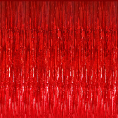 GOER 3.2 ft x 8.2 ft Metallic Tinsel Foil Fringe Curtains Party Photo Backdrop Party Streamers for