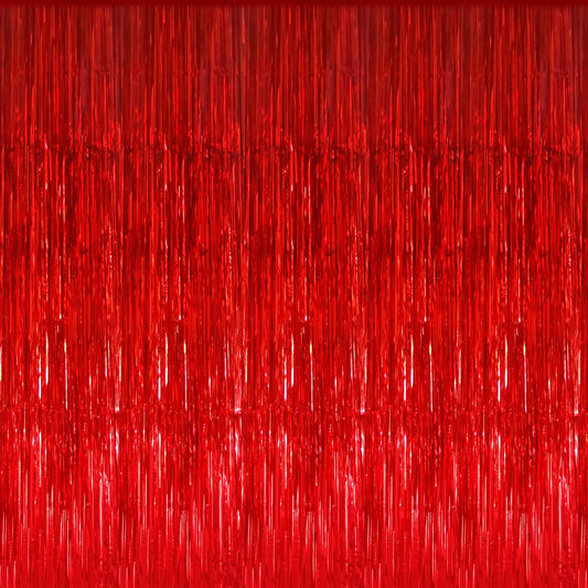 GOER 3.2 ft x 8.2 ft Metallic Tinsel Foil Fringe Curtains Party Photo Backdrop Party Streamers for