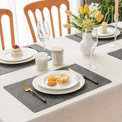 Romanstile Reversible Vinyl Placemats Set of 8, Faux Leather 100% Waterproof Oil-Proof Wipeable