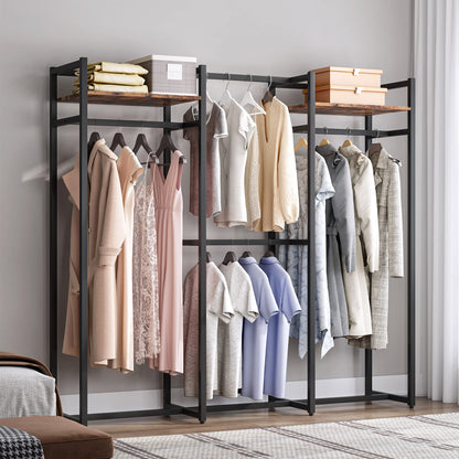Tribesigns Garment Rack with Shelves and Hanging Rod (Dark Black)