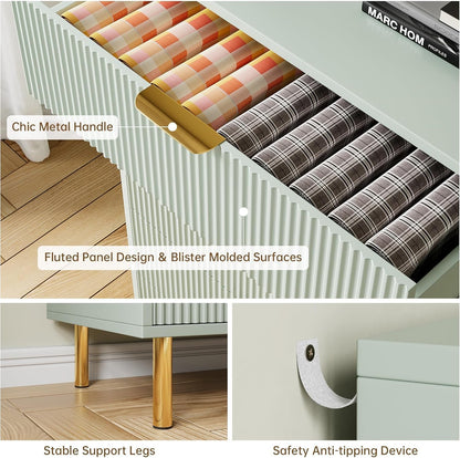 GAOMON 6 Drawer Dresser, Wood Chest of Drawers Organizer Storage with Gold Handle, Large Storage