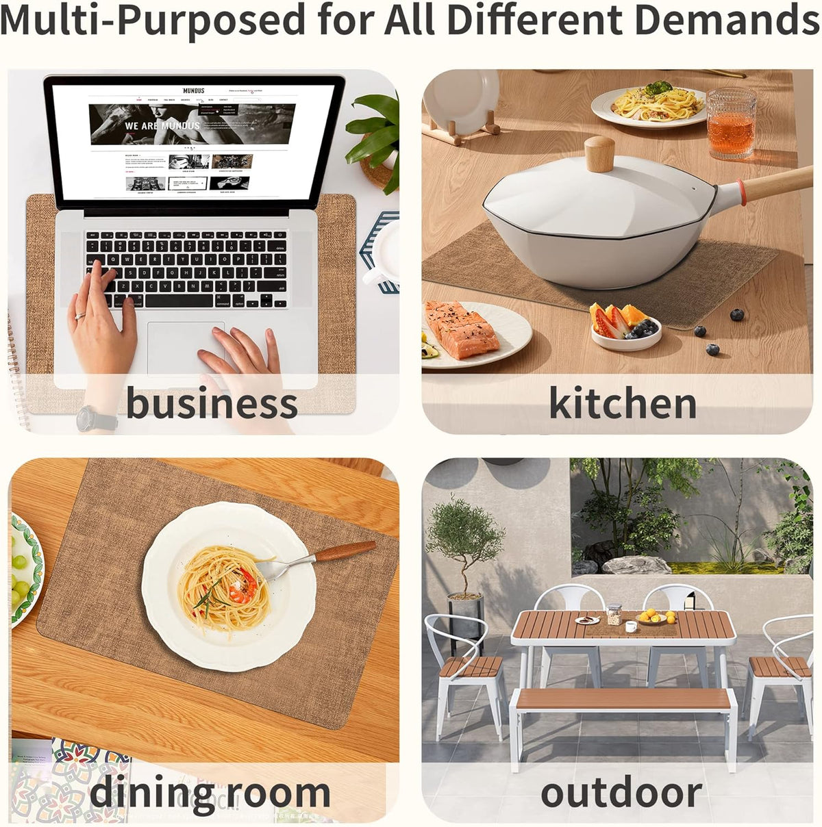Maxpearl Faux Leather Placemats Set of 4 - Waterproof - Wipe Clean - Heat Resistant - Anti Slip