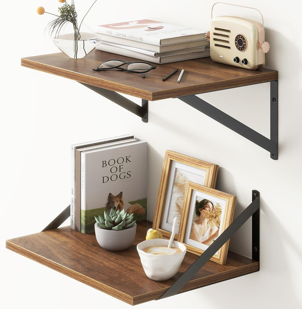 Deep Floating Shelves for Wall, 12 Inch Deep Floating Shelves Set of 2, 16"W x 12"D Wall Shelf