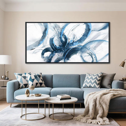 AJAZIKO Blue Canvas Wall Art Abstract Art Wall Decor Wall Art for Living Room Framed Artwork for