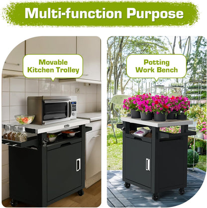 NUUK Grill Carts Outdoor with Enclosed Cabinet and Storage Drawer, Portable Patio Bar Cart with