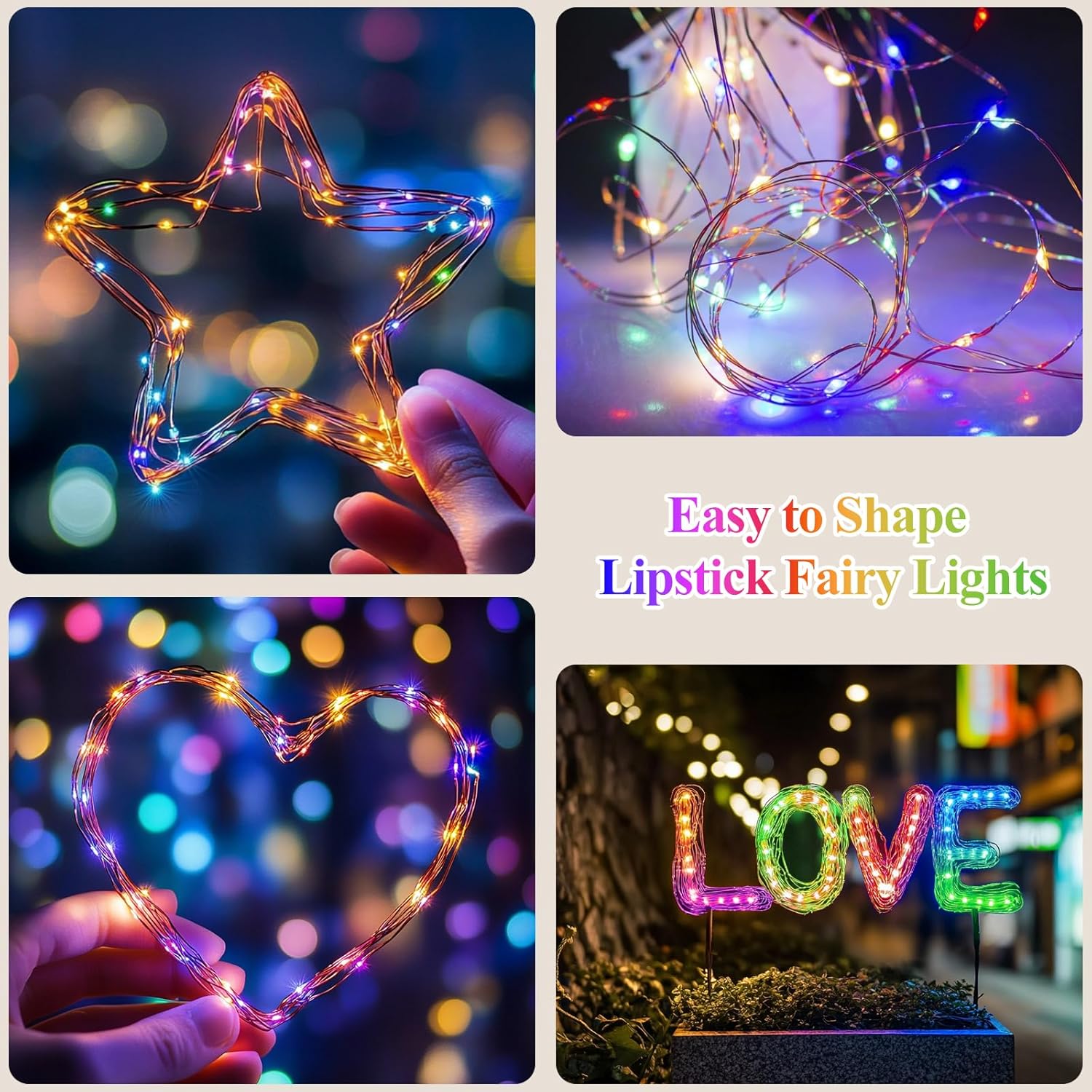Lakumu 66FT(33 * 2) String Lights Battery Operated, LED Fairy Lights with Timer, Rechargeable