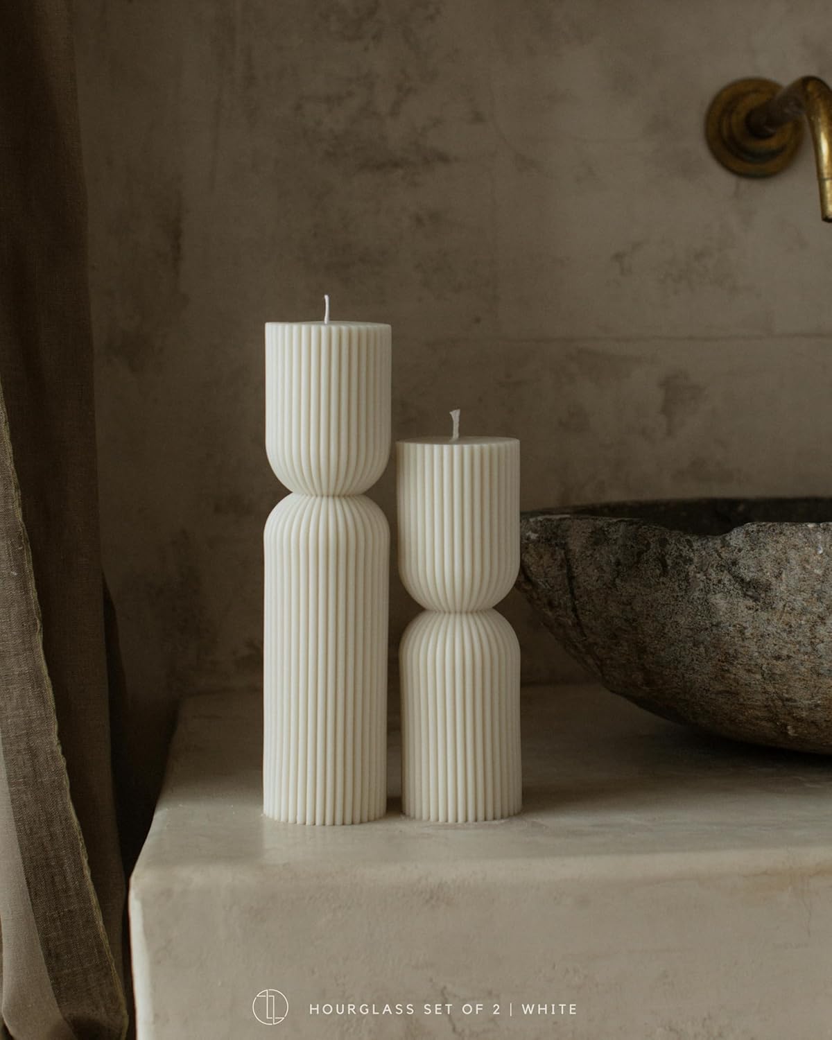 LAWA Hourglass Pillar Candle - Large Beautiful Handmade Pillar Scented Soy Wax Elegant Bubble