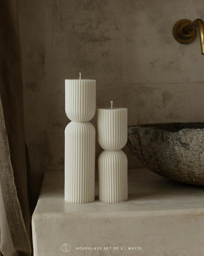 LAWA Hourglass Pillar Candle - Large Beautiful Handmade Pillar Scented Soy Wax Elegant Bubble