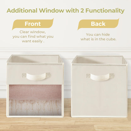 STORAGEIDEAS Storage Bins with Clear Window, 13x13 Storage Cubes, Collapsible Cube Storage Box