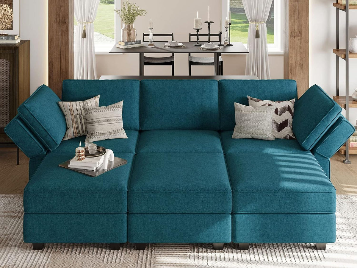 Belffin Terry Fabric Modular Sectional Sleeper Sofa Bed with Storage Convertible Sectional Couches