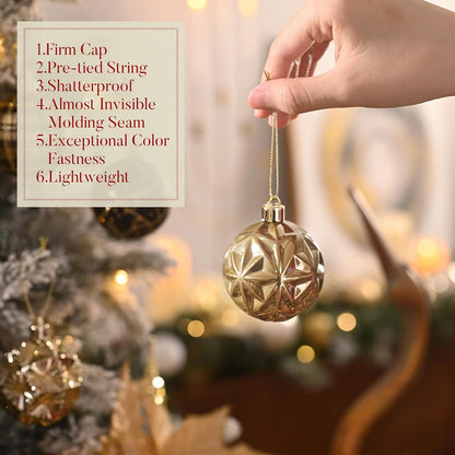 Valery Madelyn Ornaments for Christmas Trees, 16ct 2.36 Inches Black and Gold Shatterproof