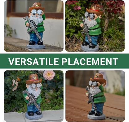 Funny Garden Gnomes Statue Outdoor Decor, Solar Telescope Gnome Decorations for Yard, Lawn, Patio
