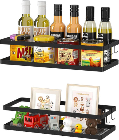 PUSDON Hanging Storage Baskets Organizer Wall Mount, Metal Wire Storage Bin Rack for Kitchen