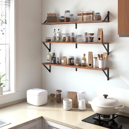 Heimlove Floating Shelves for Wall, 36 Inch Long Wood Floating Bookshelf Set of 3, Wall Mounted