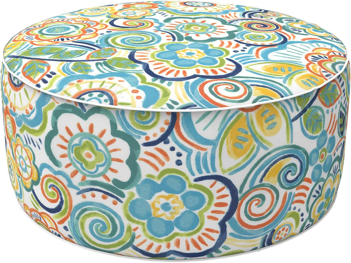LVTXIII Outdoor/Indoor Inflatable Stool Ottoman, All Weather Patio Footrest Pouf, Portable Round
