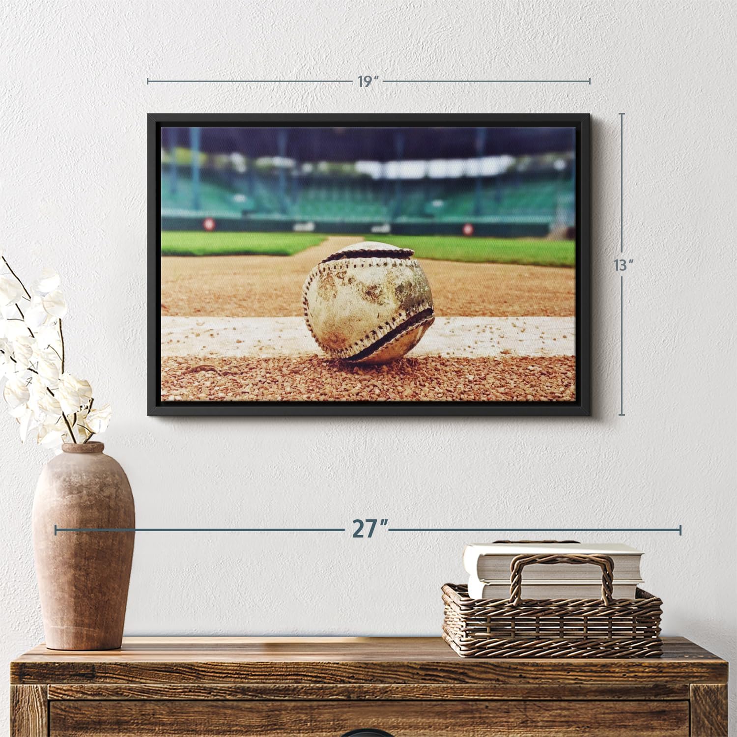 ElephantStock Baseball In Stadium Wall Art - Horizontal Framed Canvas - 1-Piece Living Room Wall