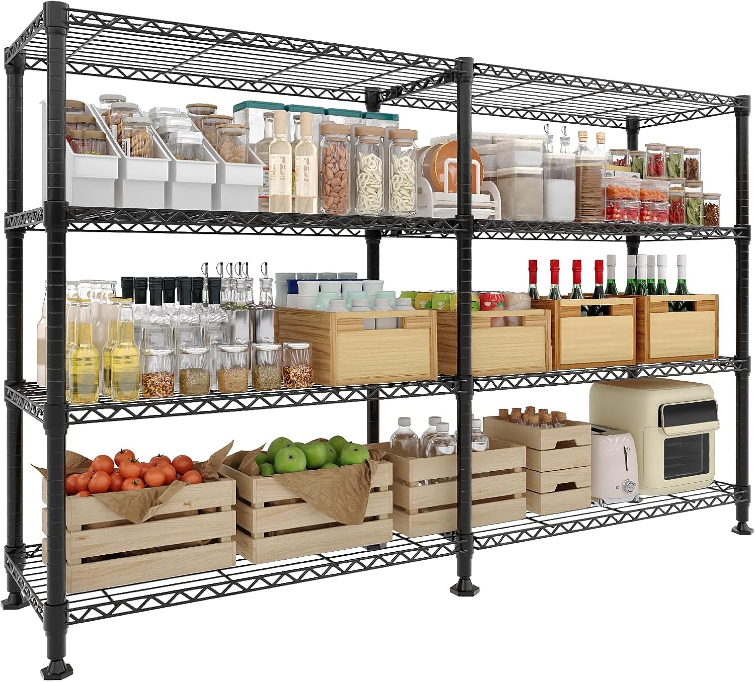 Garvee Metal Storage Shelves 4-Tier, Wire Shelving Rack 59"Wx13.8"Dx59.5"H,