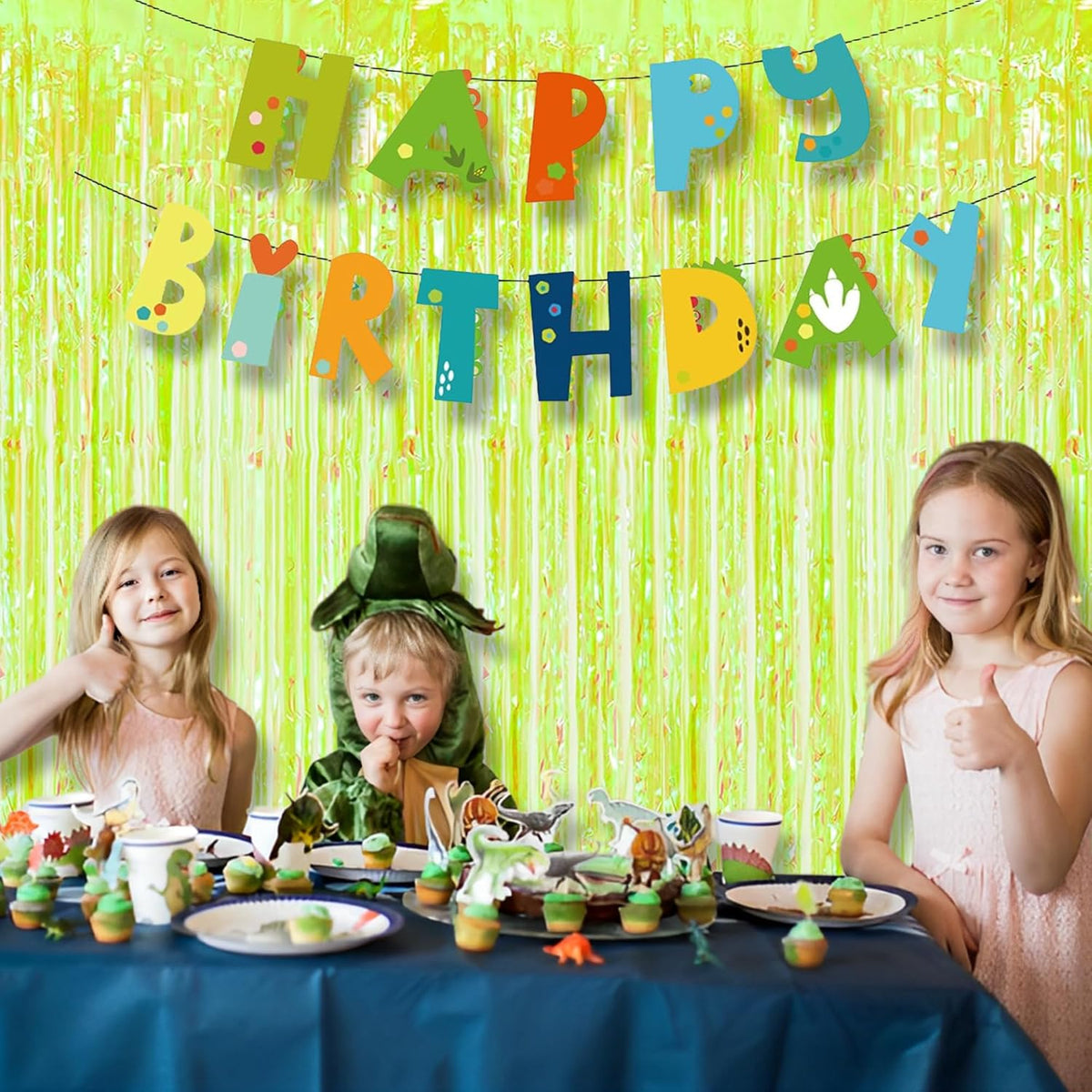 BRAVESHINE Iridescent Foil Fringe Backdrop - 2 Pack 3.2 x 6.5 ft Holographic Tinsel Curtain Party