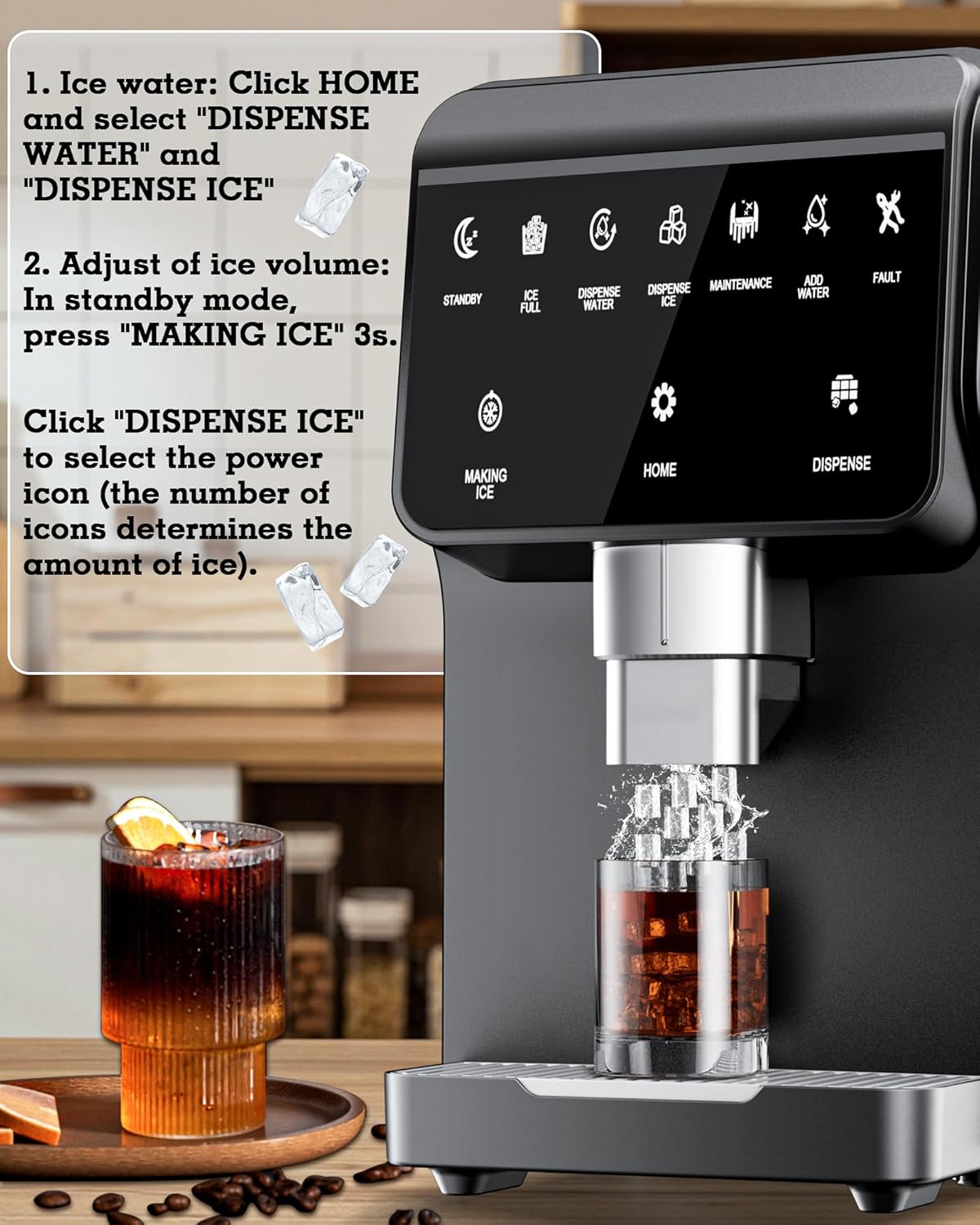 Nugget Ice Maker Machine 80LB/24H, Ice Makers Countertop 6 LB Ice Storage, Chewable Pellet, Ice