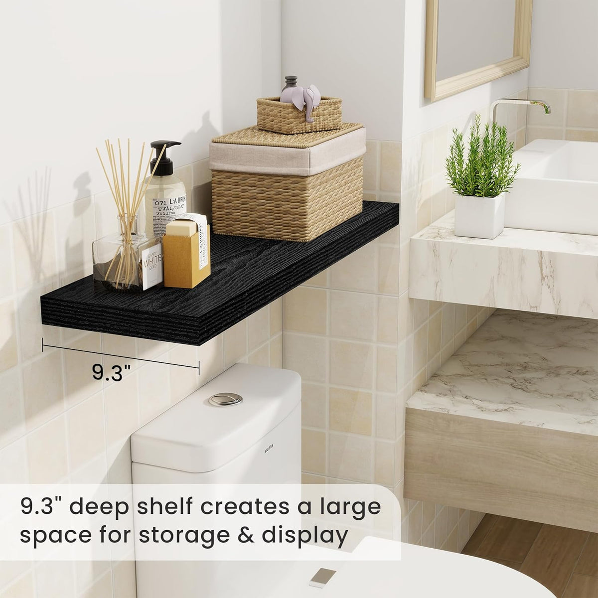 Fun Memories Floating Shelves for Wall, 32 Inch Rustic Wood Wall Mounted Shelves for Bathroom