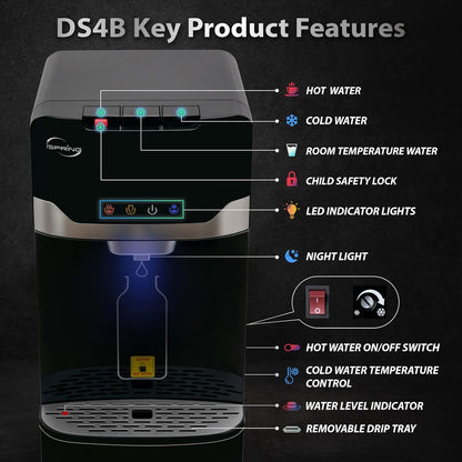 iSpring Bottleless Water Dispenser with Built-in 4-Stage Filtration, Hot/Cold/Room Temp, Self
