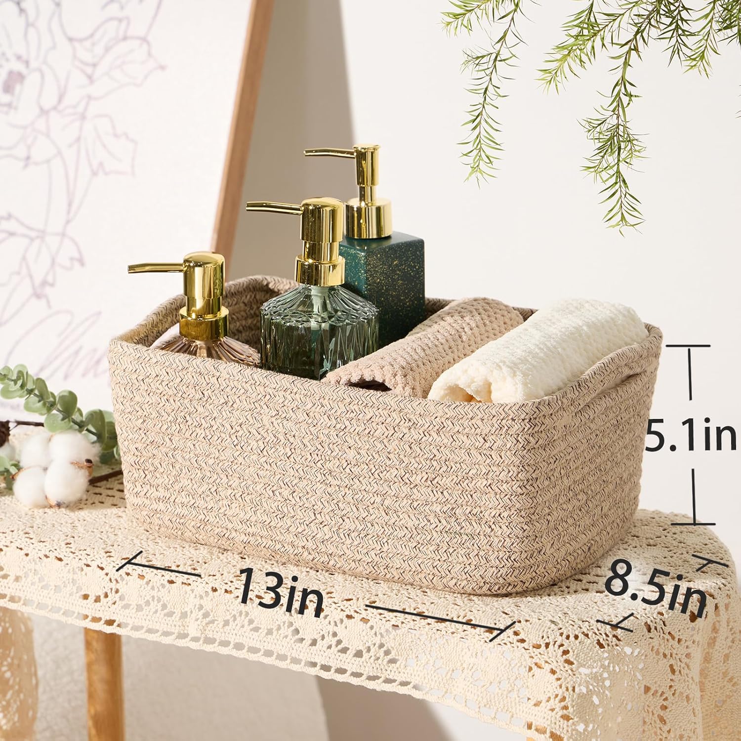 Small Storage Baskets for Organizing | Closet Organizer Bins | Shelf Toy Basket | Woven Rope
