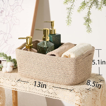Small Storage Baskets for Organizing | Closet Organizer Bins | Shelf Toy Basket | Woven Rope