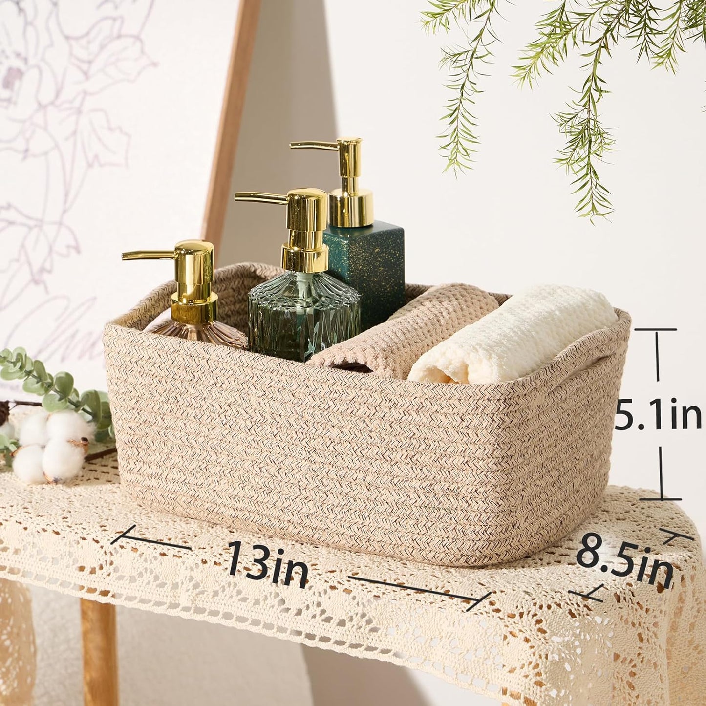 Small Storage Baskets for Organizing | Closet Organizer Bins | Shelf Toy Basket | Woven Rope