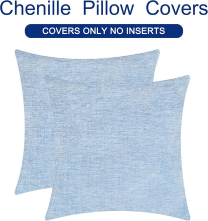 CaliTime Throw Pillow Covers Decorative 24 X 24 Inches Pack of 2 Cozy Chenille Cushion Cases for