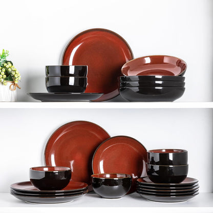 LERATIO Ceramic Dinnerware Sets for 4,Stoneware Coupe Plates and Bowls Sets,Highly Chip and Crack