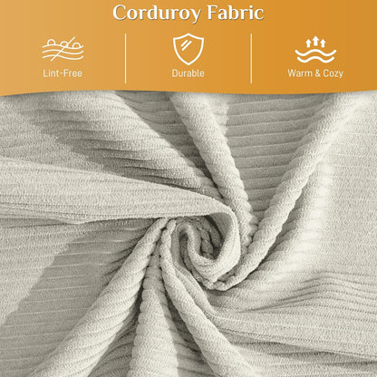 Convertible Sleeper Sofa Bed with Pillow, 4-in-1 Corduroy Folding Mattress Couch with Fixed-Shape